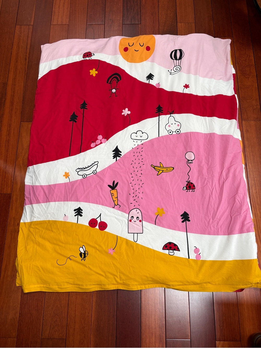 IKEA Pink Red Yellow White Cartoon Duvet Cover and Duvet